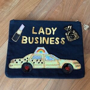 Bow & Drape Lady Business Cosmetic Bag - Black and Gold